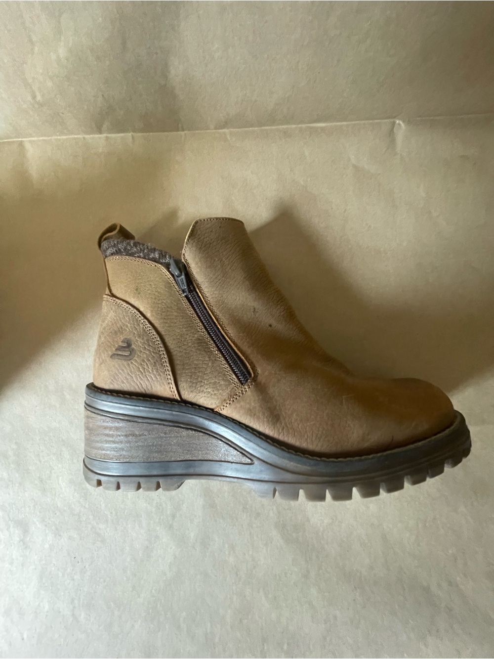 Bull Boxer Chunky Wedge Leather Ankle Boot with Side Zip
